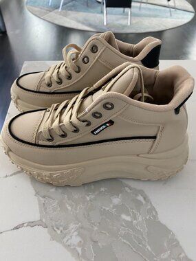 Chunky Platform Sneakers, Breathable Mesh Walking Shoes, Artificial Leather